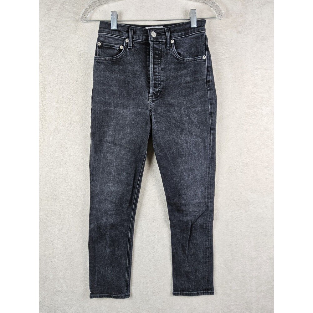 Agolde Women's Riley Button Fly Black Denim Jeans Size 24